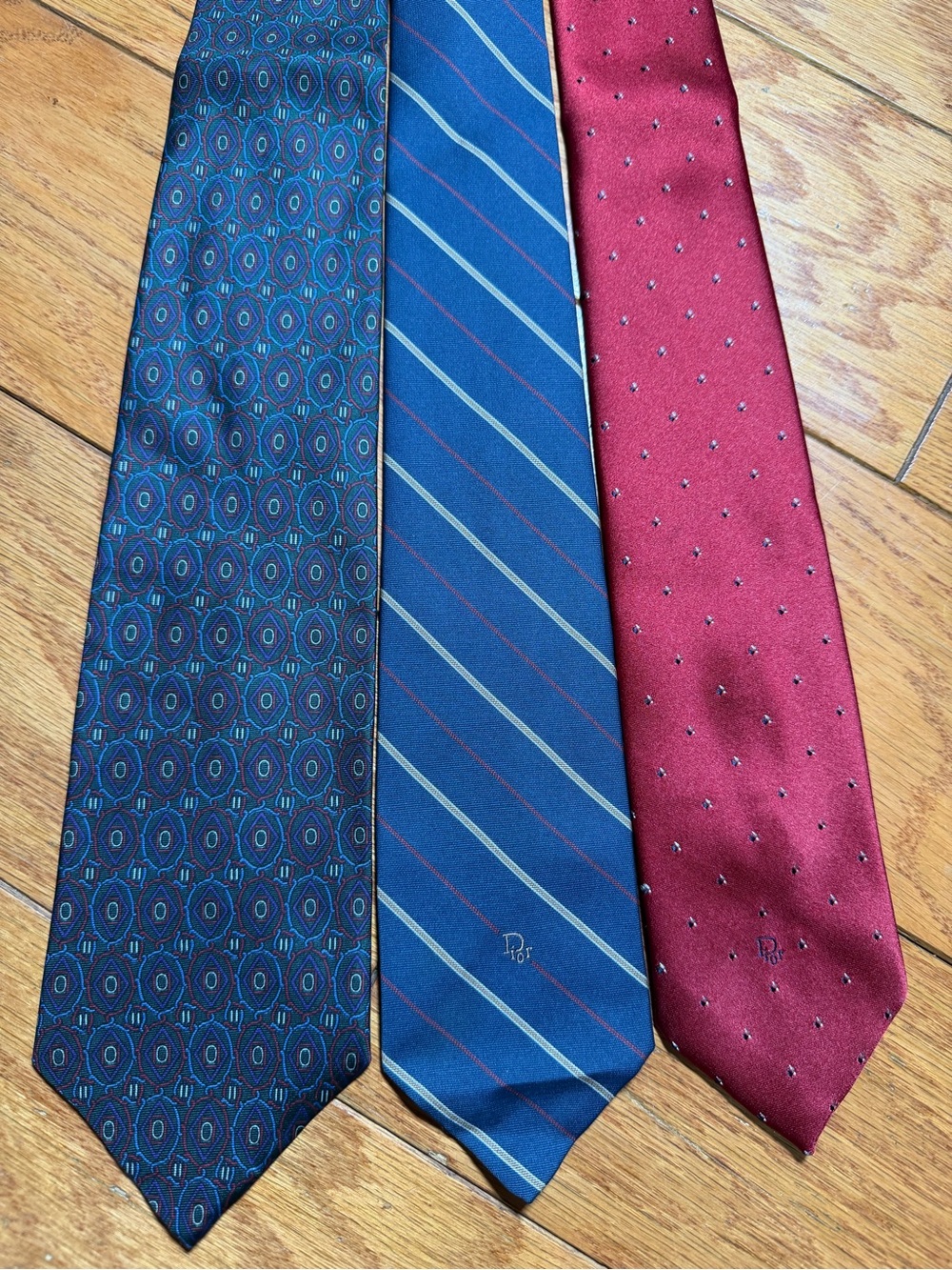 Dior Men's Tie Trio — Navy, Deep Blue, Burgundy